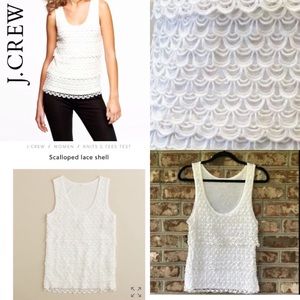 J. CREW - XS tiered+scalloped sleeveless- IVORY